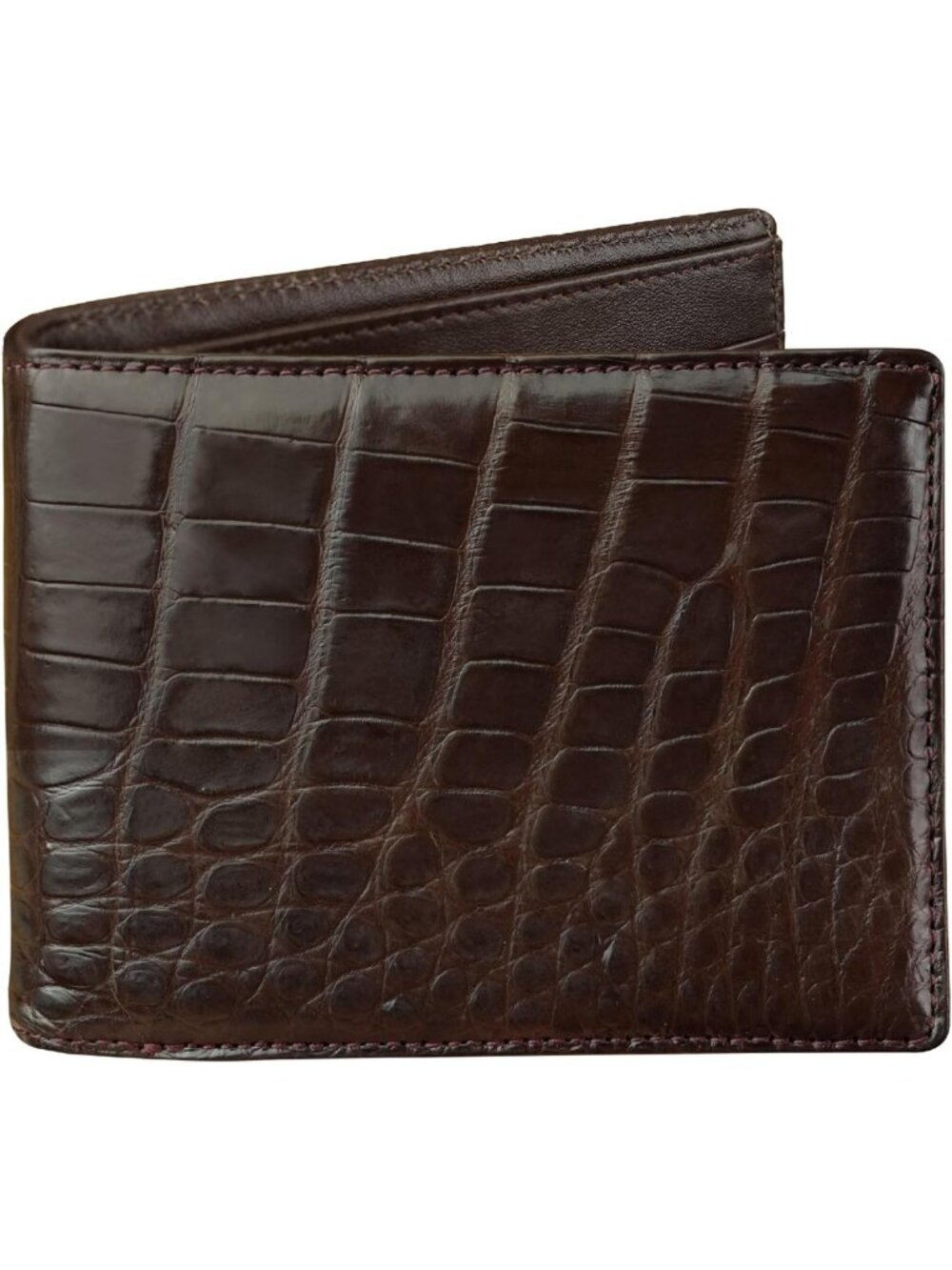 Men's Leather Bifold Wallet - RFID Blocking, Alligator Print, Slim Front Pocket
